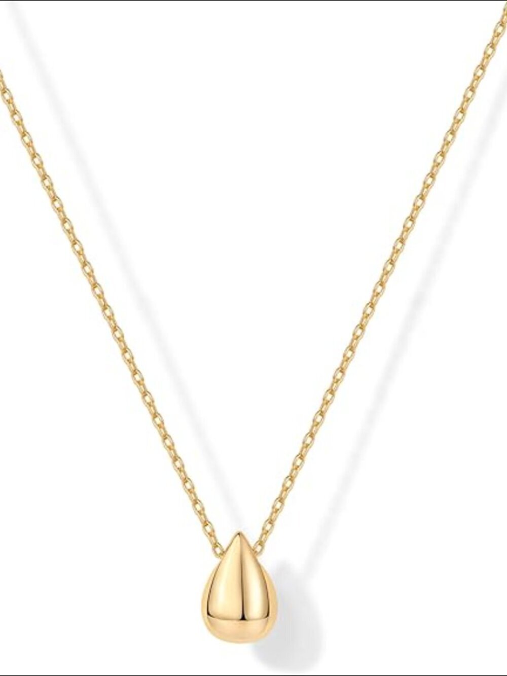 14K Yellow Gold Dainty Pear Pendant Necklace Elegant Gift